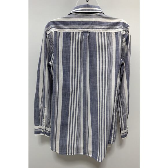Banana Republic Womens Shirt Medium Blue White Stripe Soft Wash Button Up Cotton - Picture 3 of 6